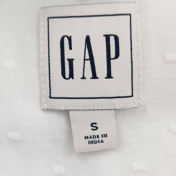 Gap White Cotton Blouse with Swiss Dot and Floral Pattern Size Small - Picture 7 of 9